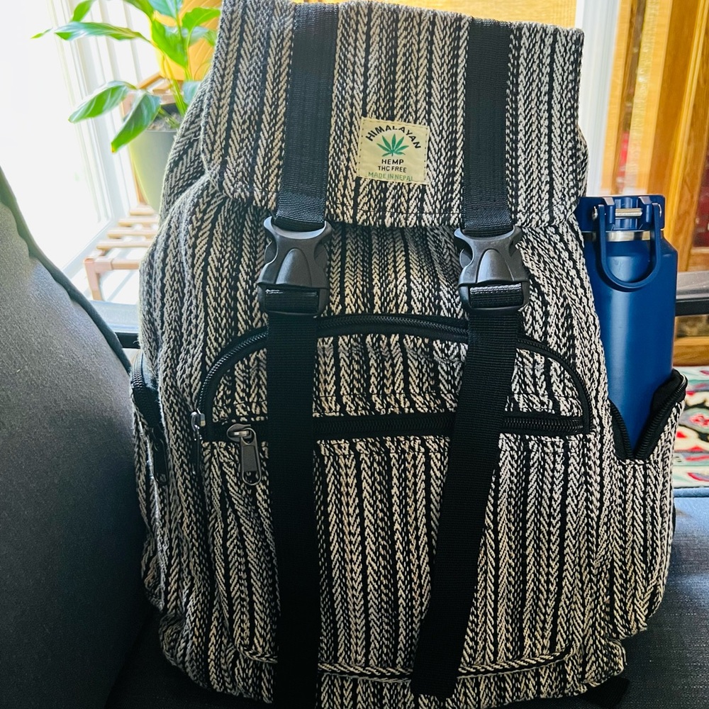Unisex Pure Himalayan Hemp Backpack with Laptop Compartment and multiple pockets